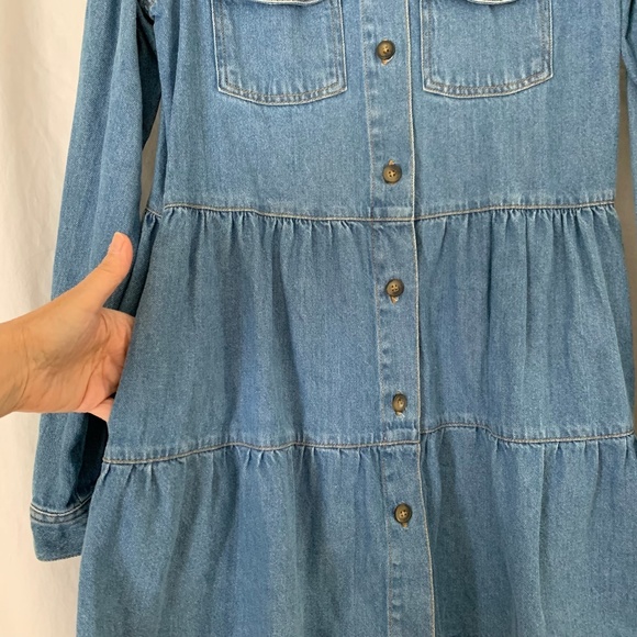 Free People Nicole denim tiered baby doll style dress - Picture 4 of 8